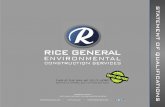 RICE GENERAL Statement of Qualifications