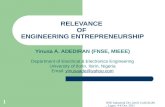 Relevance of Engineering Entrepreneurship