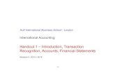 Accounting 1 - Introduction, Transaction Recognition, Accounts