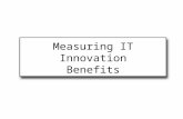 Measuring IT Innovation Benefits. Evaluation of IT innovation Why measure IT benefits? A new IS/IT system is an investment; it must be strategically/financially.
