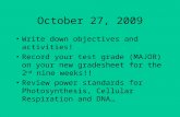 October 27, 2009 Write down objectives and activities! Record your test grade (MAJOR) on your new gradesheet for the 2 nd nine weeks!! Review power standards.