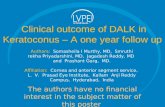 Clinical outcome of DALK in Keratoconus – A one year follow up Authors: Somasheila I Murthy, MD, Smruthi rekha Priyadarshini, MD, Jagadesh Reddy, MD and.