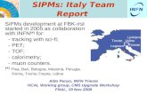 SIPMs: Italy Team Report SiPMs development at FBK-irst started in 2005 as collaboration with INFN ( * ) for: - tracking with sci-fi; - PET; - TOF; - calorimetry;