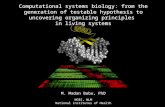 Computational systems biology: from the generation of testable hypothesis to uncovering organizing principles in living systems Computational systems biology: