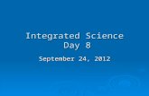 Integrated Science Day 8 September 24, 2012. Learning targets Learning targets 1. I can evaluate a laboratory procedure and analyze the data to form a.
