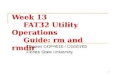 1 Week 13 FAT32 Utility Operations Guide: rm and rmdir Classes COP4610 / CGS5765 Florida State University.