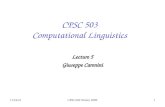 12/6/2015CPSC503 Winter 20091 CPSC 503 Computational Linguistics Lecture 5 Giuseppe Carenini.