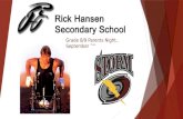 Grade 8/9 Parents Night, September 30. Why Rick Hansen?  SHSMs – hospitality and Manufacturing  Pathway planning  Literacy  Numeracy  Commitments.