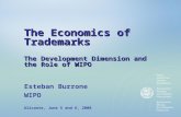 The Economics of Trademarks The Development Dimension and the Role of WIPO Alicante, June 5 and 6, 2008 Esteban Burrone WIPO.