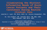 Illuminating the Distinct Information Needs of Brain Cancer Patients and Their Caretakers During Routine Clinical Care Jennifer A. Lyon 1, MS, MLIS, AHIP,