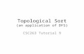 Topological Sort (an application of DFS) CSC263 Tutorial 9.