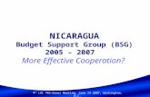 11 NICARAGUA Budget Support Group (BSG) 2005 – 2007 More Effective Cooperation? 4 TH LAC PRS-Donor Meeting, June 14 2007, Washington, D.C.