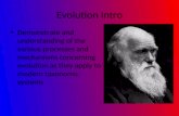 Evolution Intro Demonstrate and understanding of the various processes and mechanisms concerning evolution as they apply to modern taxonomic systems.
