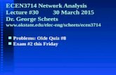 ECEN3714 Network Analysis Lecture #30 30 March 2015 Dr. George Scheets  Problems: Olde Quiz #8 Problems: Olde.