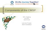 Components of the CMSP MTL Training 9-8-2011 Sarah Scott Lee Ann Pruske Beth Schefelker.
