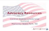 Advocacy Resources Central District Leadership Summit Mahoney State Park, NE.