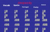 100 200 300 400 500 Vocab Jeopardy Spain 100 200 300 400 500 100 200 300 400 500 Portugal Italy Greece.