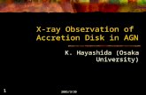 2001/3/30 1 X-ray Observation of Accretion Disk in AGN K. Hayashida (Osaka University)