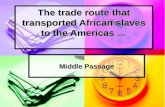 The trade route that transported African slaves to the Americas … Middle Passage.