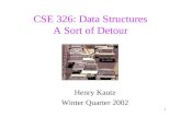 1 CSE 326: Data Structures A Sort of Detour Henry Kautz Winter Quarter 2002.