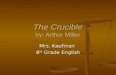 The Crucible by: Arthur Miller Mrs. Kaufman 8 th Grade English.