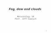 1 Fog, dew and clouds Meteorology 10 Prof. Jeff Gawrych.