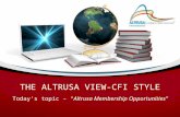 THE ALTRUSA VIEW-CFI STYLE Today’s topic – “Altrusa Membership Opportunities”