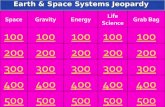 Earth & Space Systems Jeopardy SpaceGravityEnergy Life Science Grab Bag 100 200 300 400 500.