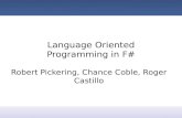 Language Oriented Programming in F# Robert Pickering, Chance Coble, Roger Castillo.