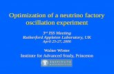 Optimization of a neutrino factory oscillation experiment 3 rd ISS Meeting Rutherford Appleton Laboratory, UK April 25-27, 2006 Walter Winter Institute.