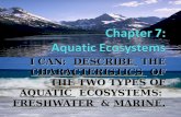 I CAN: DESCRIBE THE CHARACTERISTICS OF THE TWO TYPES OF AQUATIC ECOSYSTEMS: FRESHWATER & MARINE.