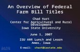 An Overview of Federal Farm Bill Titles Chad Hart Center for Agricultural and Rural Development Iowa State University June 1, 2007 ISU ANR Lunch and Learn.
