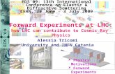 Forward Experiments at LHC: how LHC can contribute to Cosmic Ray Physics Alessia Tricomi University and INFN Catania EDS’09: 13th International Conference.
