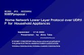 IEC/ISO JTC1 /SC25/WG1 NWIP proposal : Home Network Lower Layer Protocol over UDP/IP for Household Appliances September 17 th 2003 Presentation by Akira.