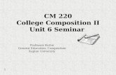 CM 220 College Composition II Unit 6 Seminar Professor Butler General Education, Composition Kaplan University 1.