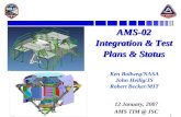 1 AMS-02 Integration & Test Plans & Status Ken Bollweg/NASA John Heilig/JS Robert Becker/MIT 12 January, 2007 AMS TIM @ JSC.