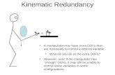 Kinematic Redundancy A manipulator may have more DOFs than are necessary to control a desired variable What do you do w/ the extra DOFs? However, even.