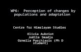 WP6: Perception of changes by populations and adaptation Centre for Himalayan Studies Olivia Aubriot Joëlle Smadja Ornella Puschiasis (Ph D student)