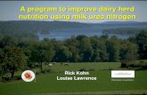 Rick Kohn Louise Lawrence A program to improve dairy herd nutrition using milk urea nitrogen Department of Agriculture.