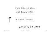 Jan 13 2004Tune fitters - P. Lebrun1 f Tune Fitters Status, mid-January 2004 P. Lebrun, Fermilab January 14 2004.