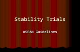 Stability Trials ASEAN Guidelines. The Objective of a stability study To determine the shelf life, namely the time period of storage at a specified condition.