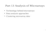 1 Part 13 Analysis of Microarrays Technology behind microarrays Data analysis approaches Clustering microarray data.