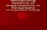 Recognizing Patterns of Organizations in Paragraphs (in expository writing)