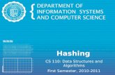 Hashing CS 110: Data Structures and Algorithms First Semester, 2010-2011.
