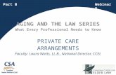 1 PRIVATE CARE ARRANGEMENTS Faculty: Laura Watts, LL.B., National Director, CCEL Webinar 5Part B AGING AND THE LAW SERIES What Every Professional Needs.