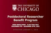 Postdoctoral Researcher Benefit Program OPEN ENROLLMENT – PLAN YEAR 2016 NOVEMBER 9TH – NOVEMBER 24TH, 2015 EFFECTIVE JANUARY 1, 2016.