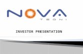 INVESTOR PRESENTATION. NovaTeqni is a product and technology development company. NovaTeqni develops complete technology based solutions from concept.