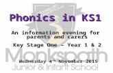 Phonics in KS1 An information evening for parents and carers Key Stage One – Year 1 & 2 Wednesday 4 th November 2015.