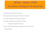SPSS meets SPM All about Analysis of Variance Introduction and definition of terms One-way between-subject ANOVA: An example One-way repeated measurement.