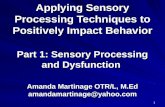 Applying Sensory Processing Techniques to Positively Impact Behavior Part 1: Sensory Processing and Dysfunction Amanda Martinage OTR/L, M.Ed amandamartinage@yahoo.com.
